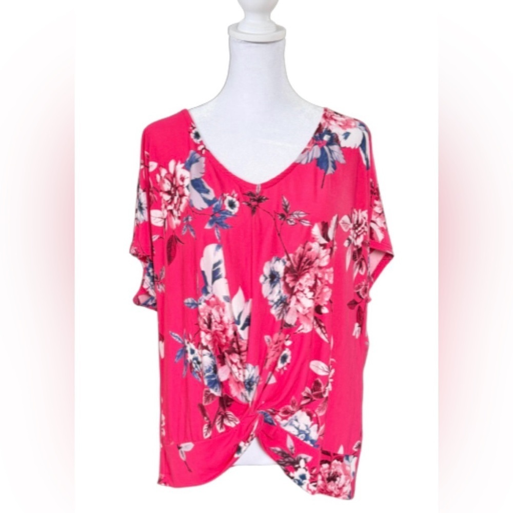 Emerald Floral Twist Front Top